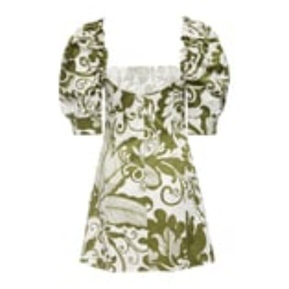 LA DOUBLEJ Abstract Print Puff-sleeve Sexy Dress - Picture 8 of 16